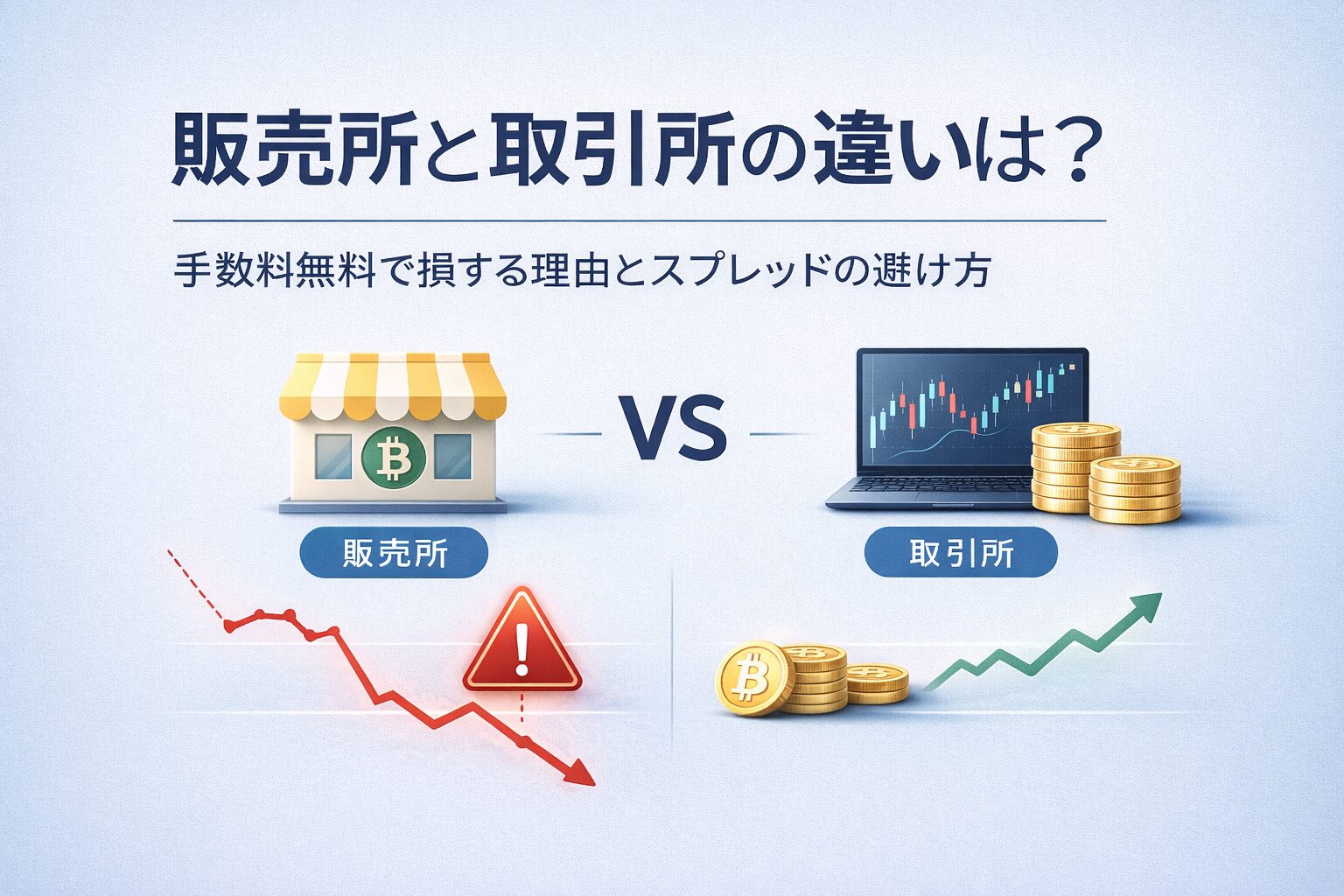 販売所と取引所の違いは？手数料無料で損する理由とスプレッドの避け方 | トリッピ